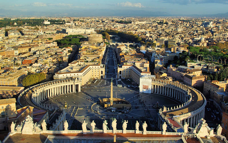 View from St Peters Dome in Vatican City